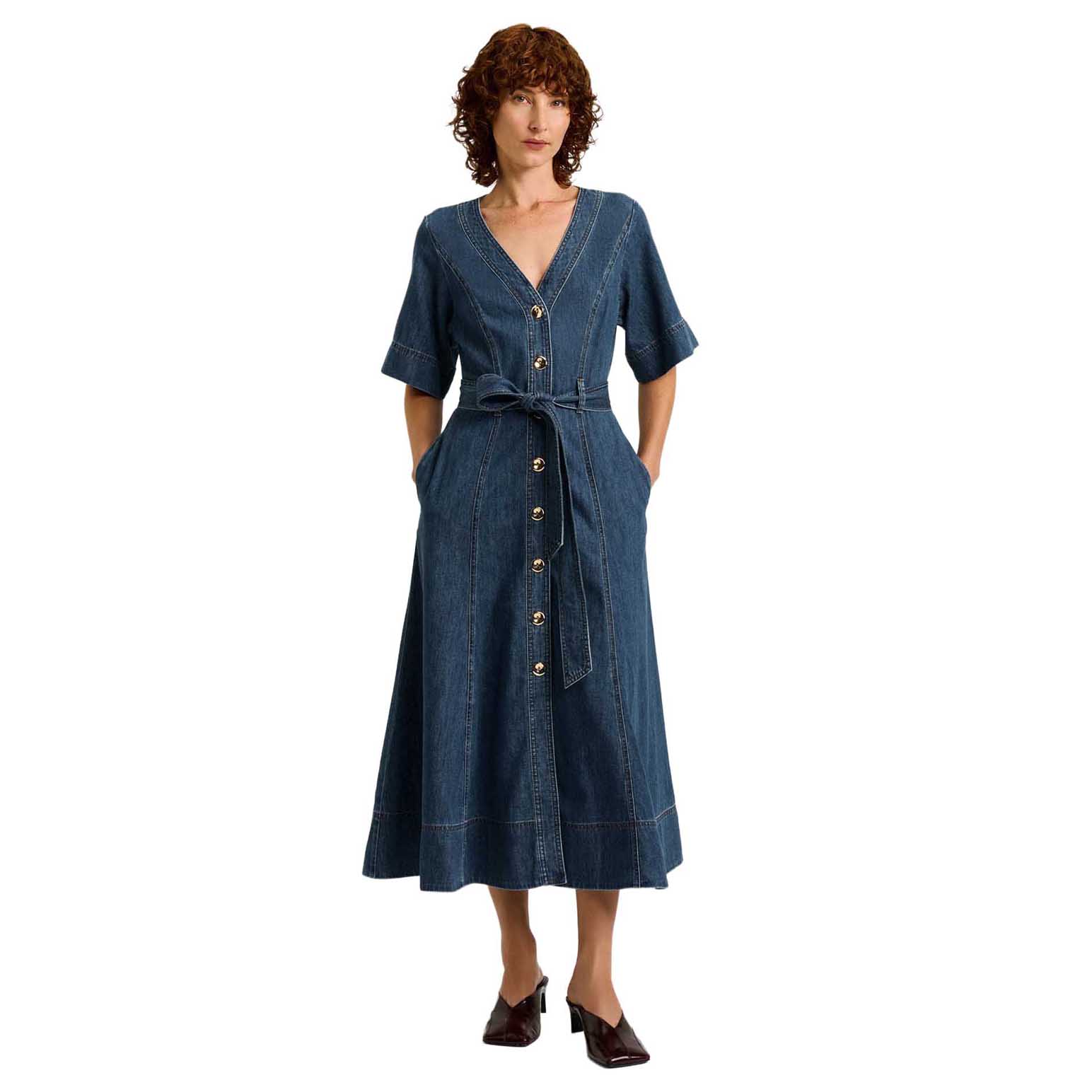 Veronika Maine Cotton Lyocell Denim Shirtdress